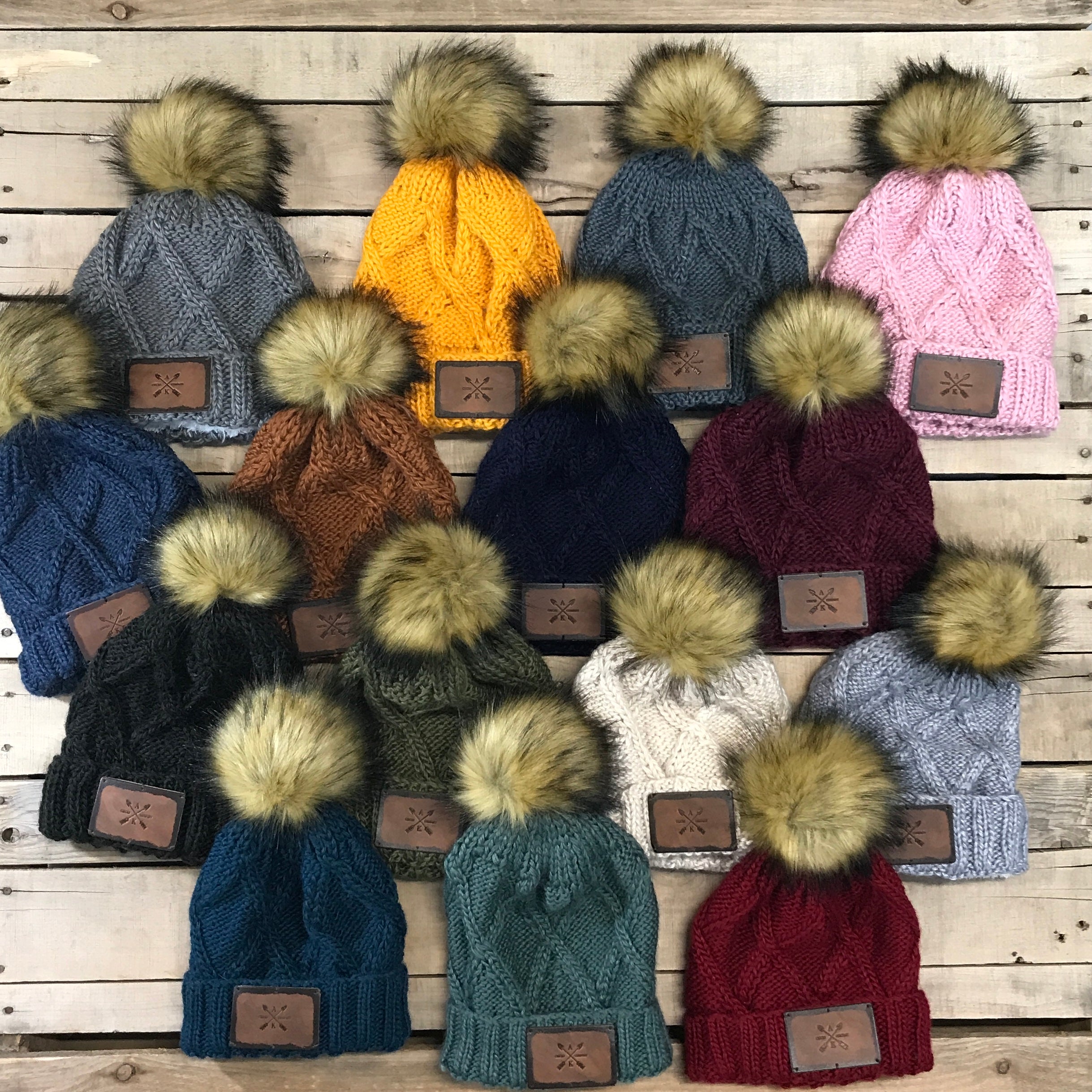 Cross Knit Faux Puff Hat – Alaska Chicks Co