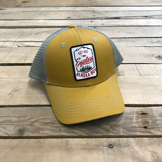 "Get Out And Explore" Alaska Boy Trucker Hat