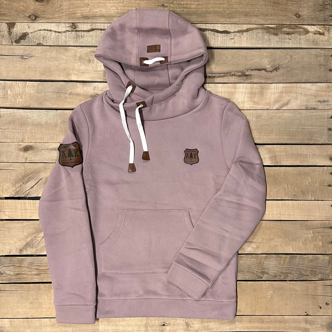 Lazy Mountain Leather Patch Hoodie – Alaska Chicks Co Lazy Mountain Leather Patch Hoodie – Alaska Chicks Co