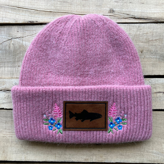Embroidered Fuzzy Beanie