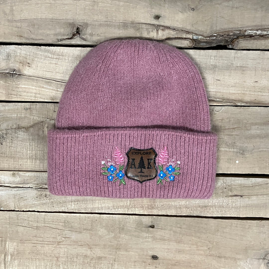 Embroidered Fuzzy Beanie - Shield Patch