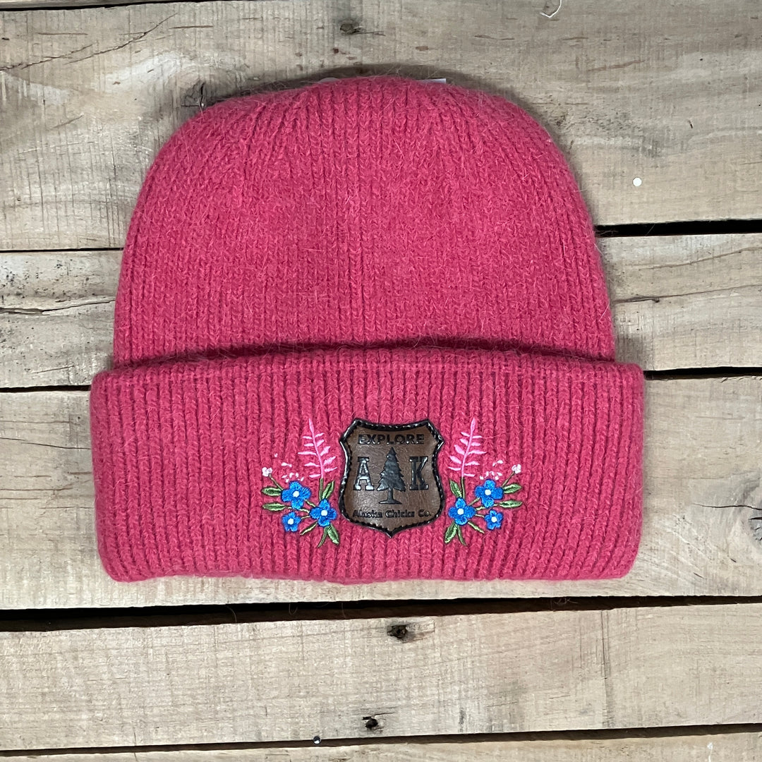 Embroidered Fuzzy Beanie - Shield Patch