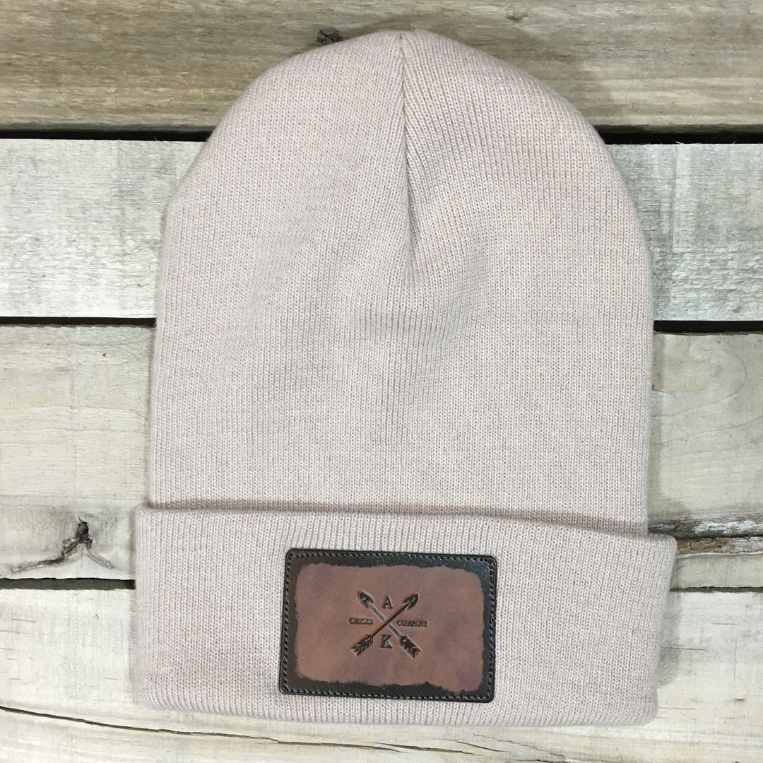 Leather Cross Arrow Patch Beanie