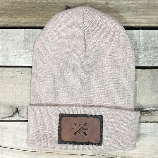 Leather Cross Arrow Patch Beanie