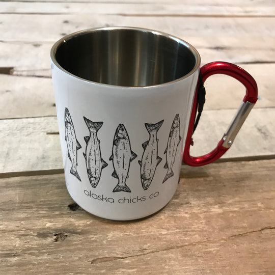 Salmon Sketch Carabiner Mugs