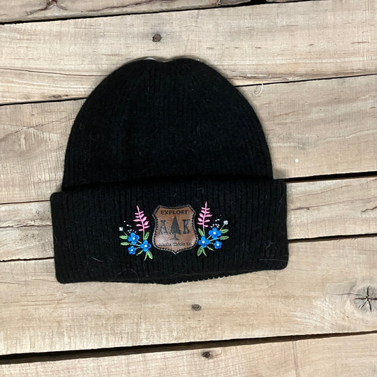 Embroidered Fuzzy Beanie - Shield Patch