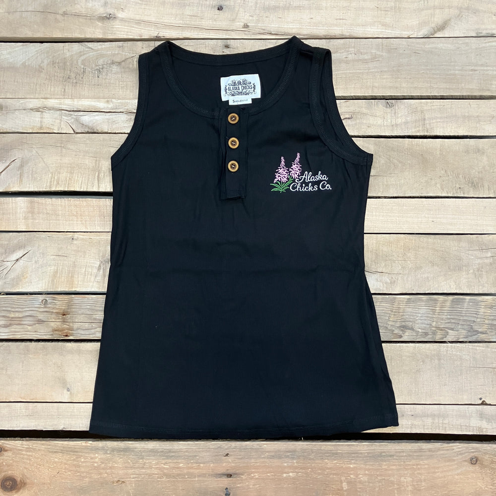 Embroidered Henley Tank