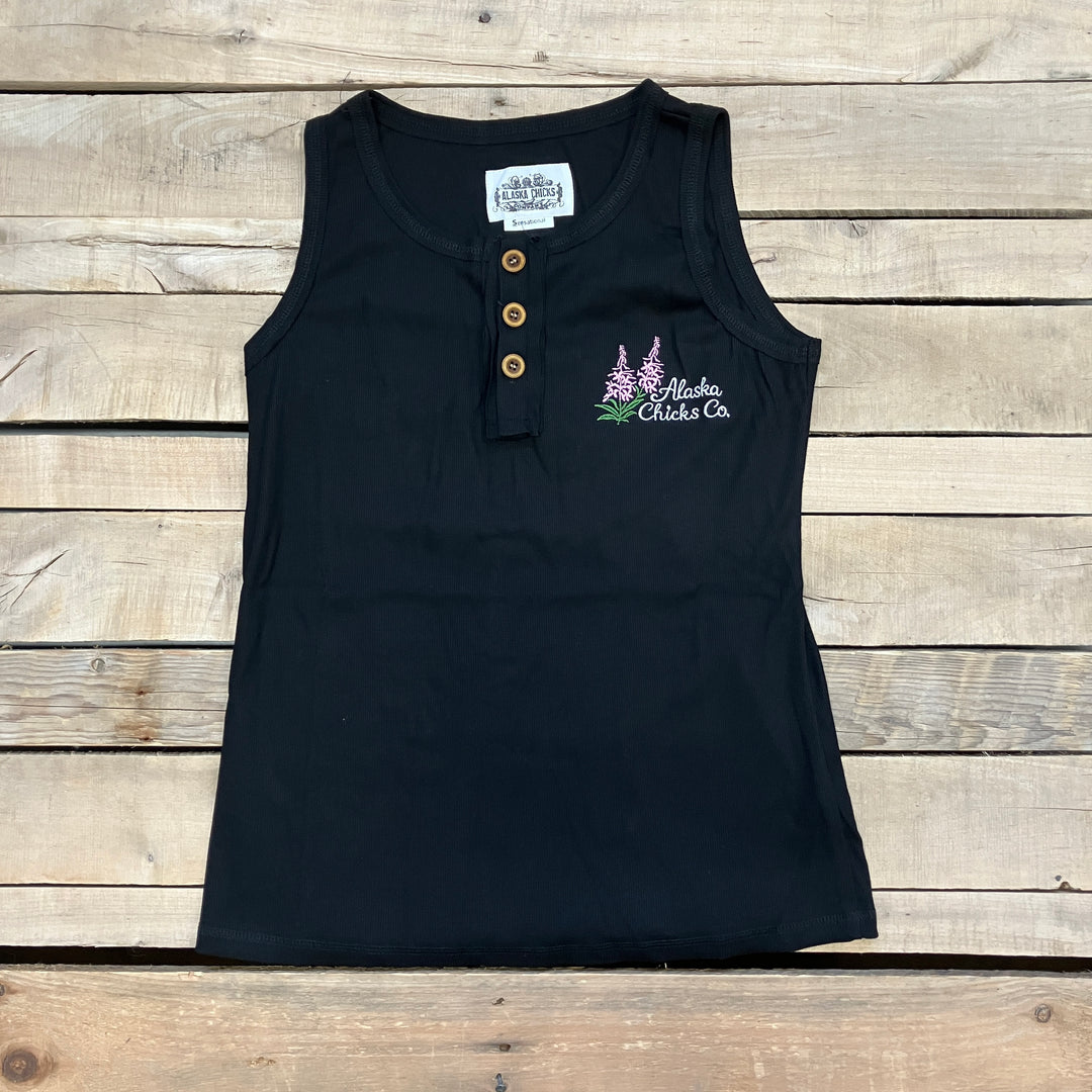 Embroidered Henley Tank