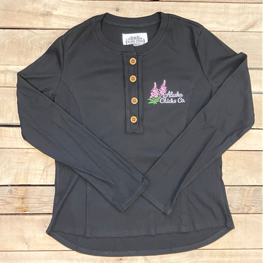 Embroidered Long-Sleeve Henley