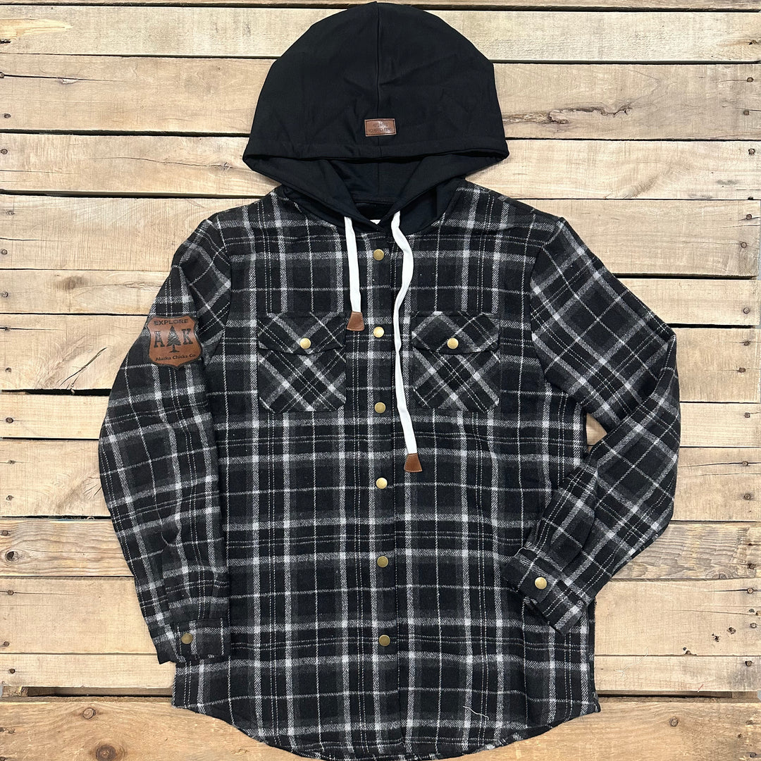 Hooded Flannel Shacket - Lined