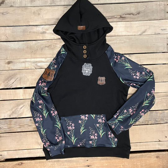 Printed Sleeve 3-Button Hoodie