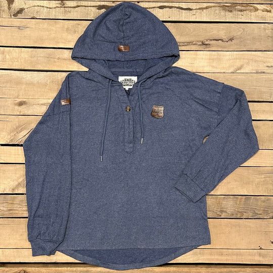 Drop-Shoulder T-Shirt Hoodie With Buttons