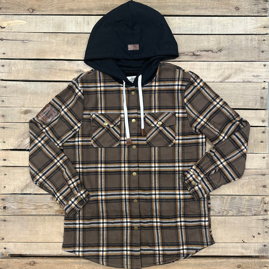 Hooded Flannel Shacket - Lined