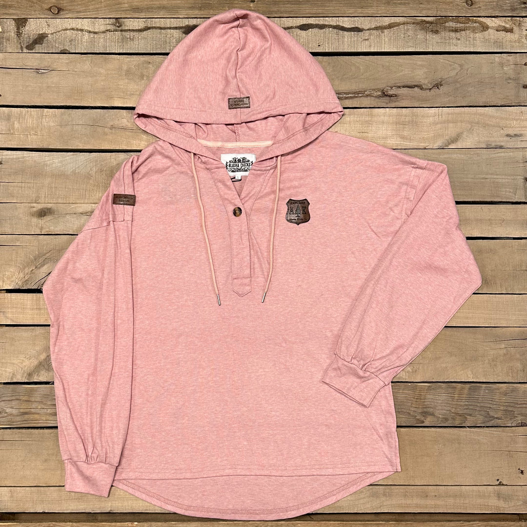 Drop-Shoulder T-Shirt Hoodie With Buttons