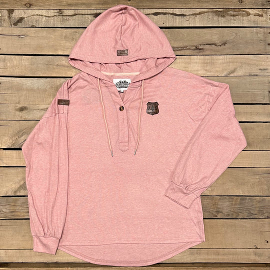 Drop-Shoulder T-Shirt Hoodie With Buttons