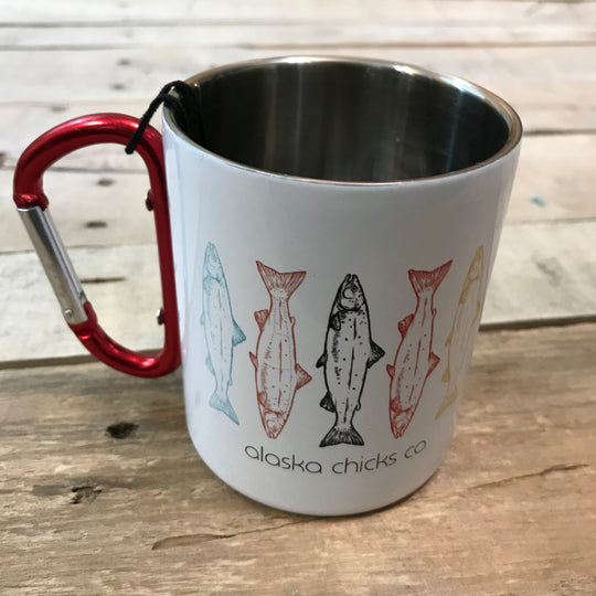 Salmon Sketch Carabiner Mugs