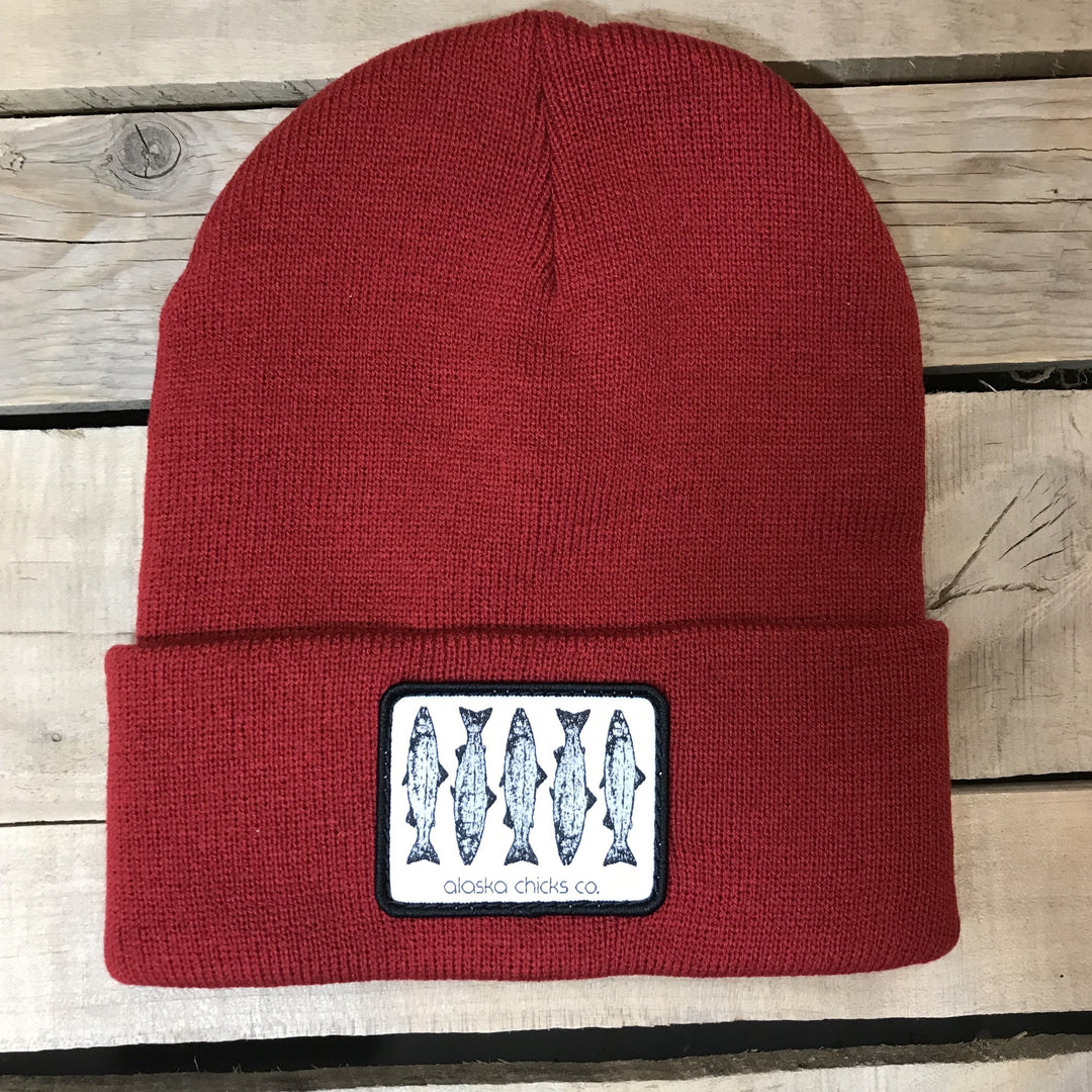 Salmon Sketch Beanie - Black Fish With White Patch