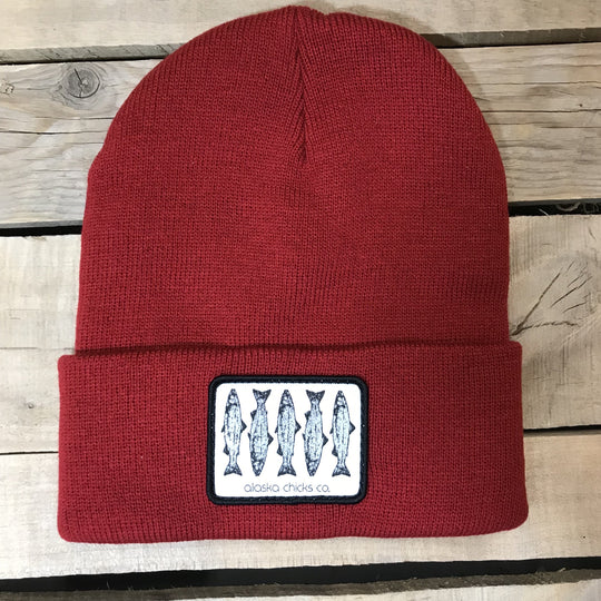 Salmon Sketch Beanie - Black Fish With White Patch