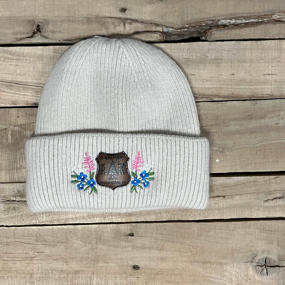 Embroidered Fuzzy Beanie - Shield Patch