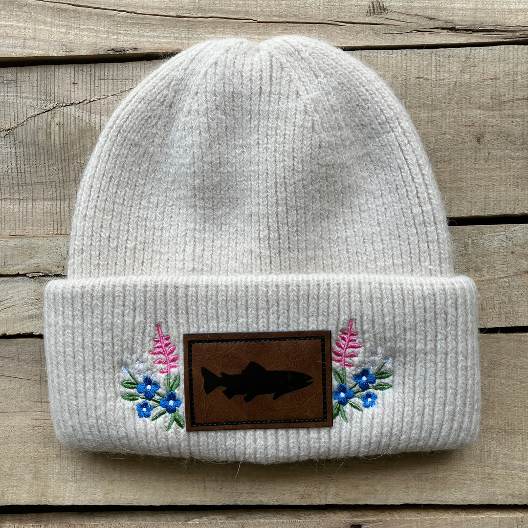 Embroidered Fuzzy Beanie
