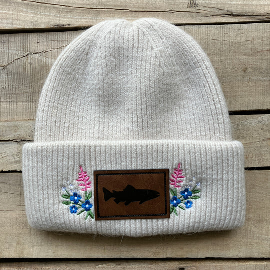 Embroidered Fuzzy Beanie