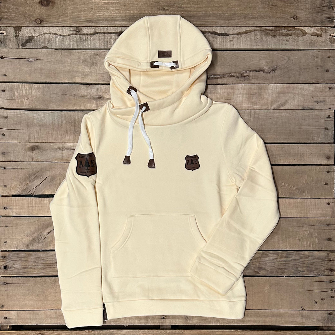 Lazy Mountain Leather Patch Hoodie – Alaska Chicks Co Lazy Mountain Leather Patch Hoodie – Alaska Chicks Co
