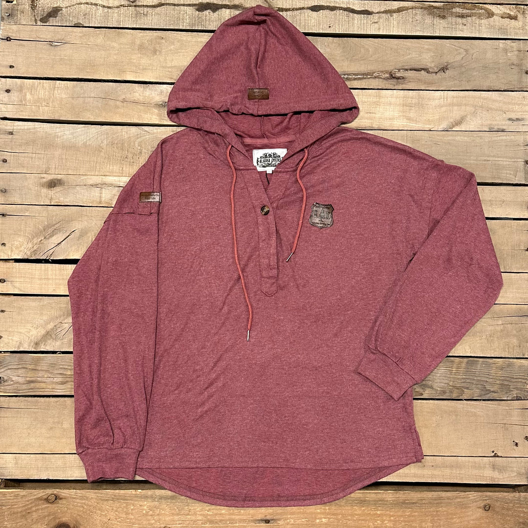 Drop-Shoulder T-Shirt Hoodie With Buttons