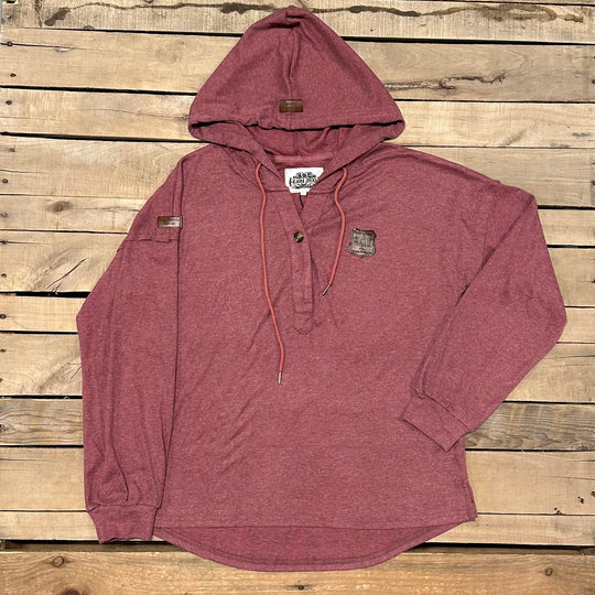 Drop-Shoulder T-Shirt Hoodie With Buttons
