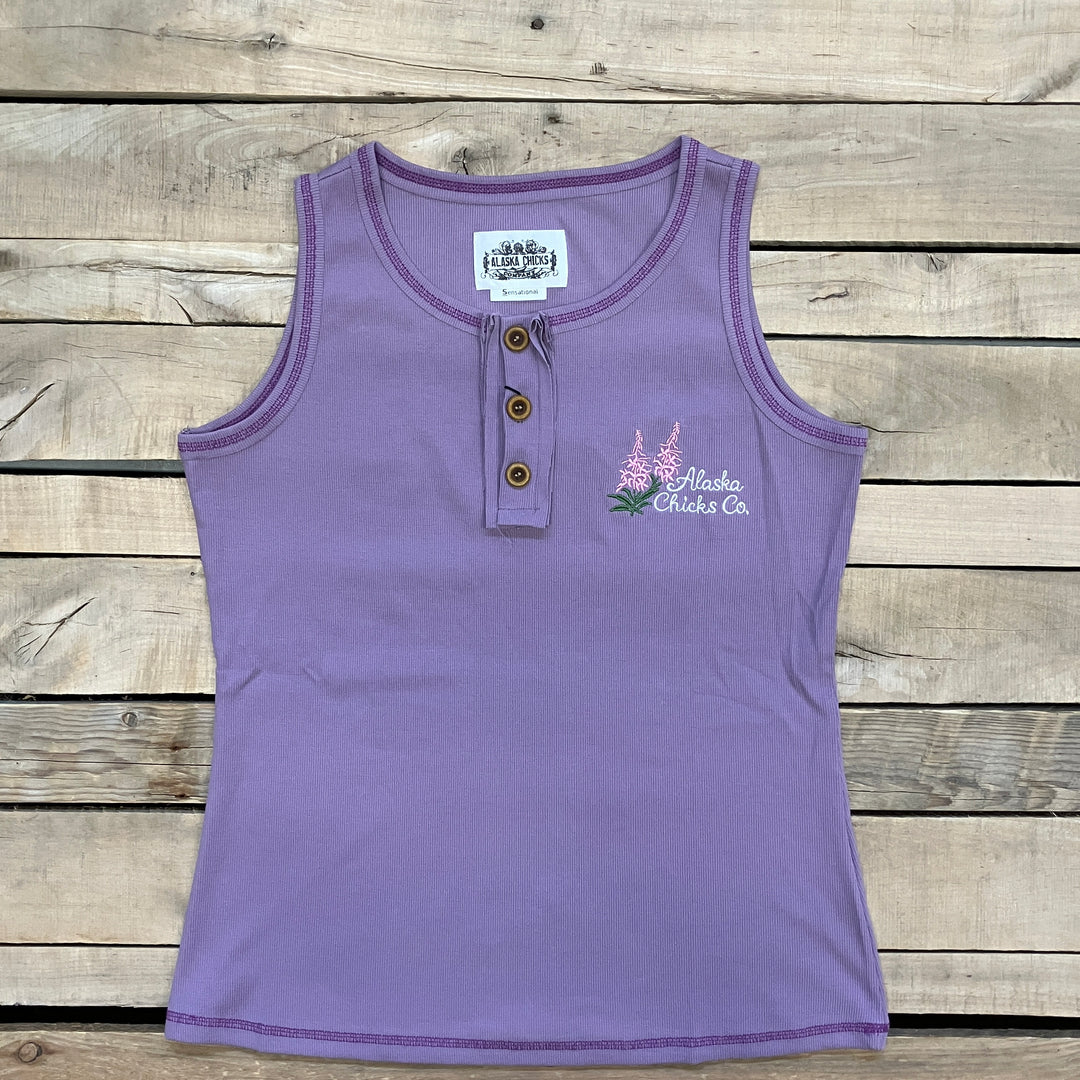 Embroidered Henley Tank