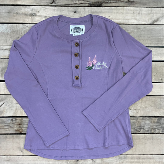 Embroidered Long-Sleeve Henley