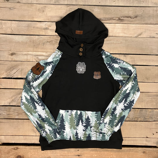 Printed Sleeve 3-Button Hoodie