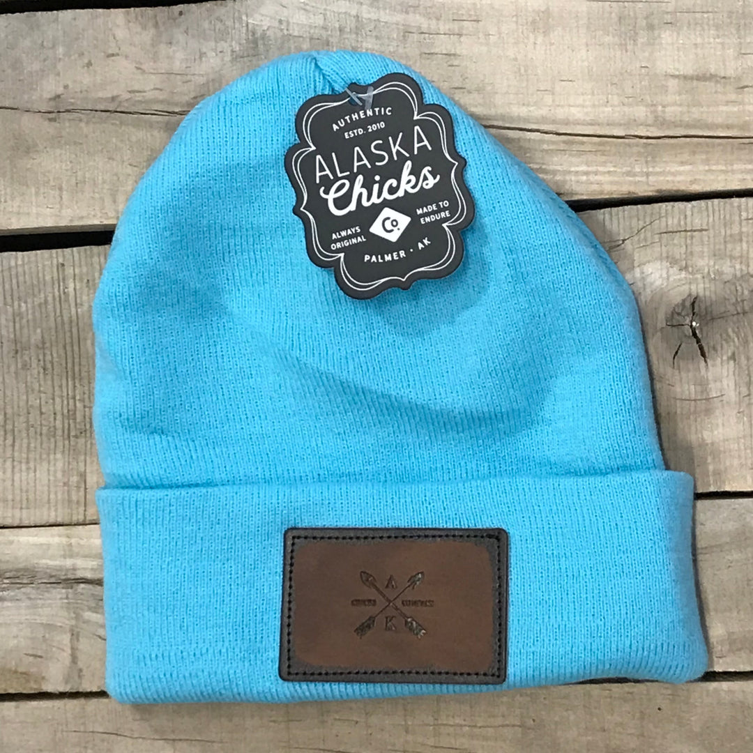 Leather Cross Arrow Patch Beanie