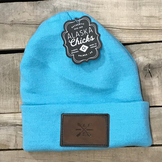 Leather Cross Arrow Patch Beanie