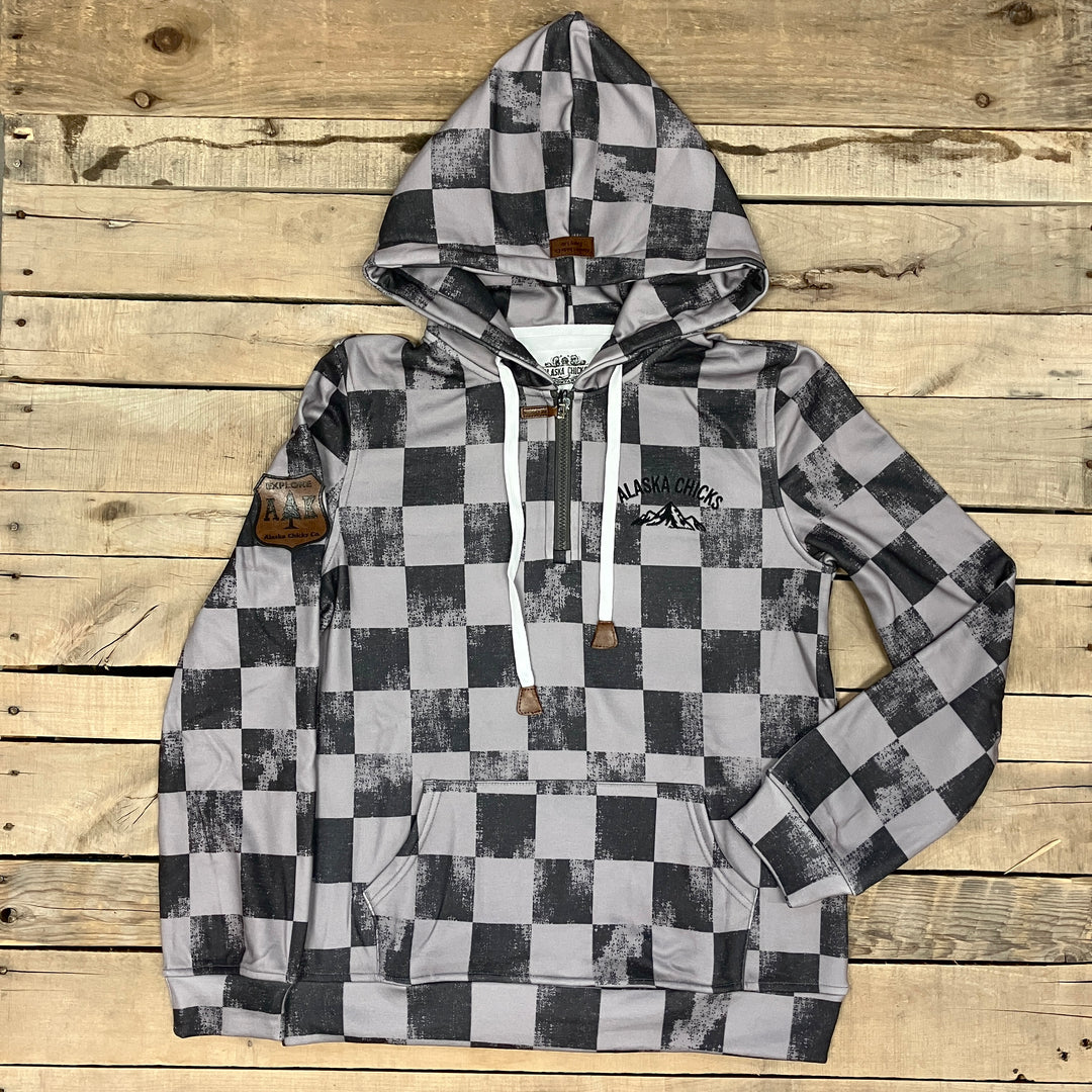 Checkered Quarter Zip Hoodie