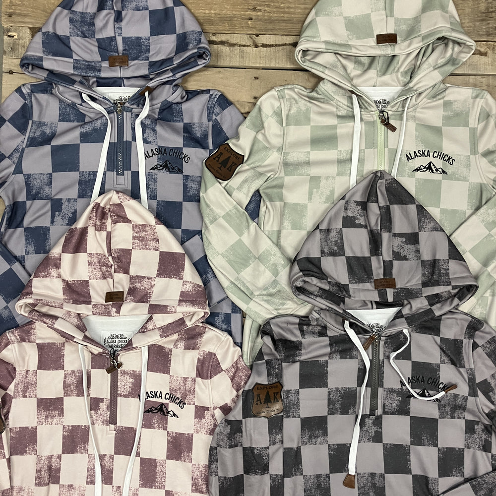 Checkered Quarter Zip Hoodie