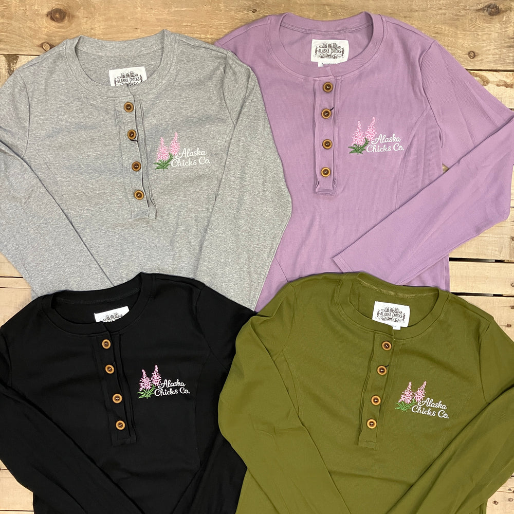 Embroidered Long-Sleeve Henley
