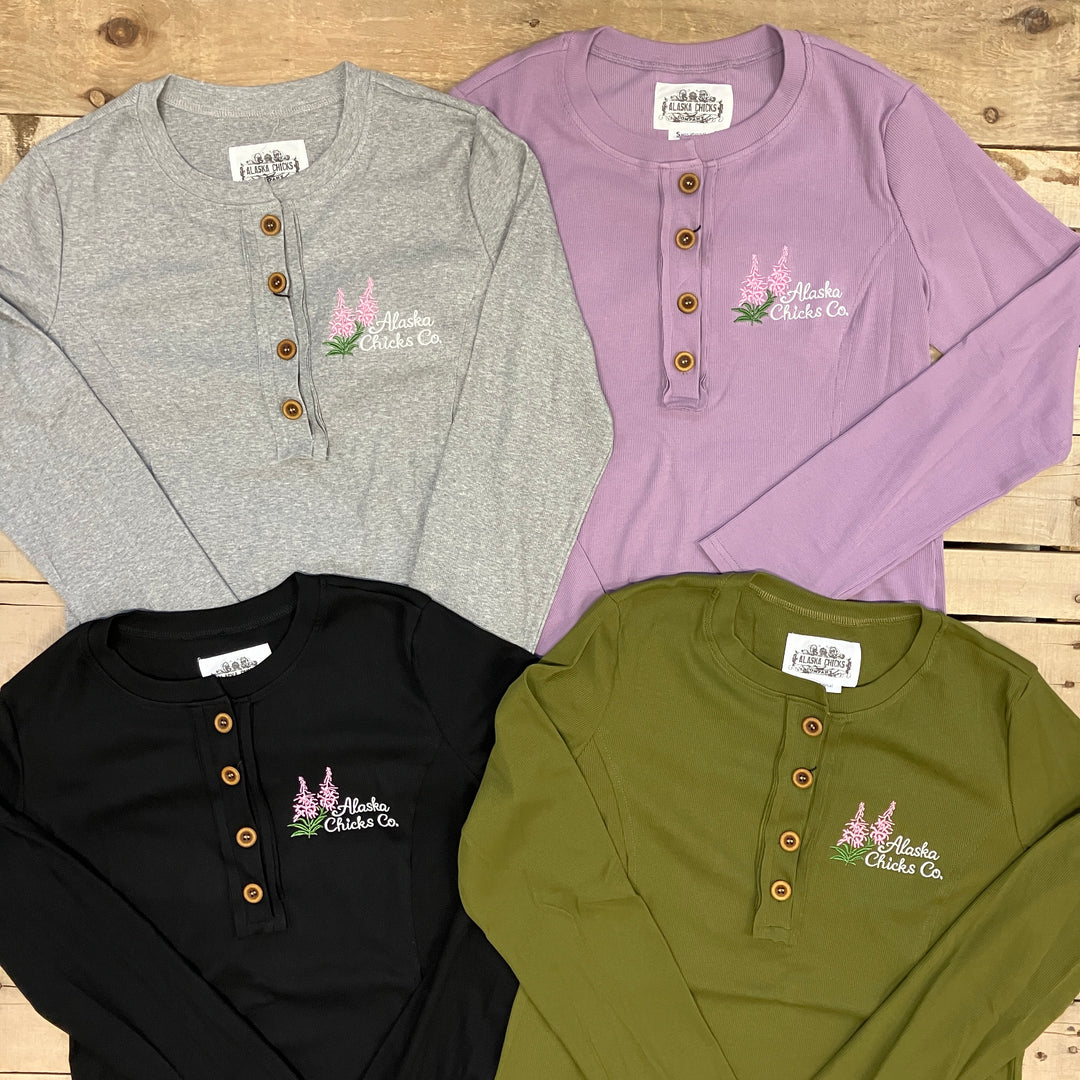Embroidered Long-Sleeve Henley