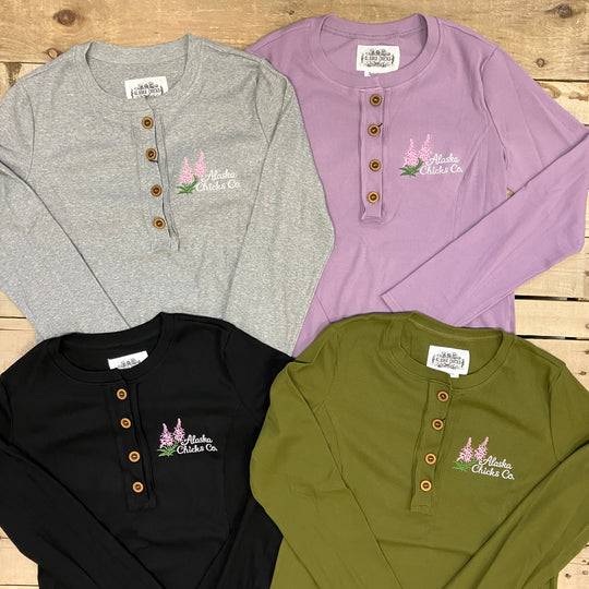 Embroidered Long-Sleeve Henley