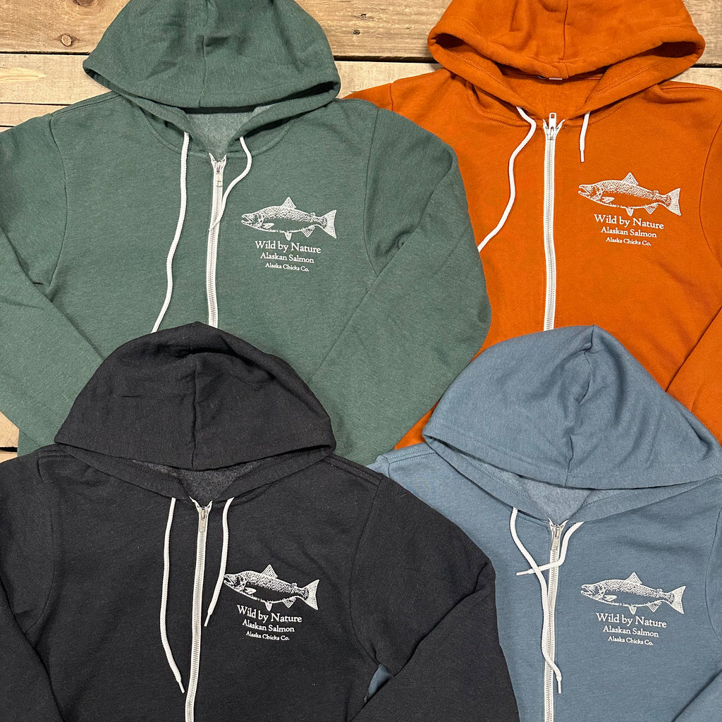 Wild Alaskan Salmon Zip-Up Hoodie – Alaska Chicks Co