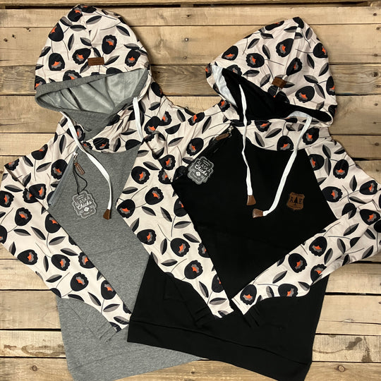 Black Tulip Sleeve Hoodie