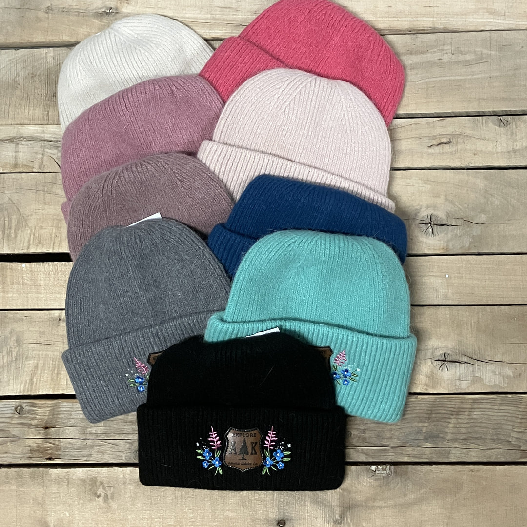 Embroidered Fuzzy Beanie - Shield Patch