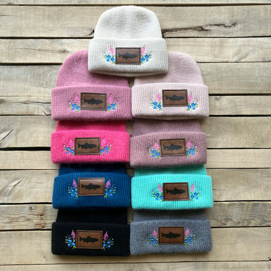Embroidered Fuzzy Beanie