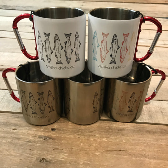 Salmon Sketch Carabiner Mugs