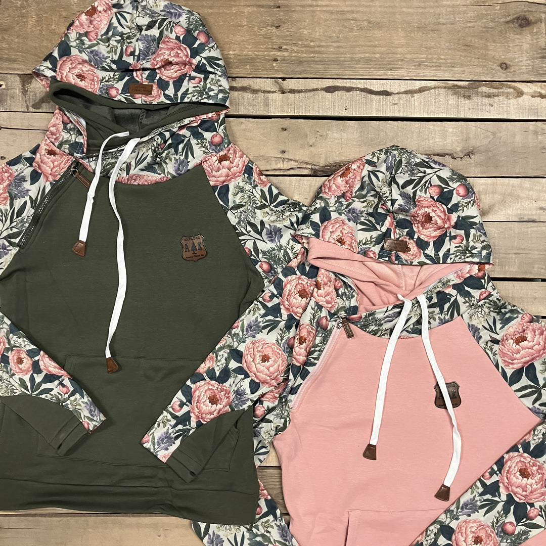 Vintage Peony Sleeve Hoodie