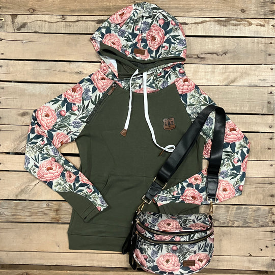 Vintage Peony Sleeve Hoodie