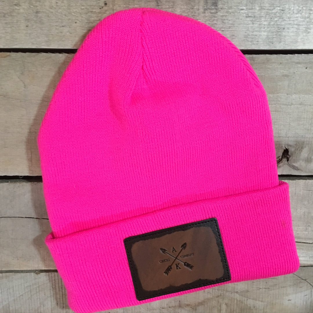 Leather Cross Arrow Patch Beanie