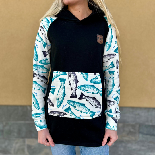 Printed Sleeve Tunic Hoodie