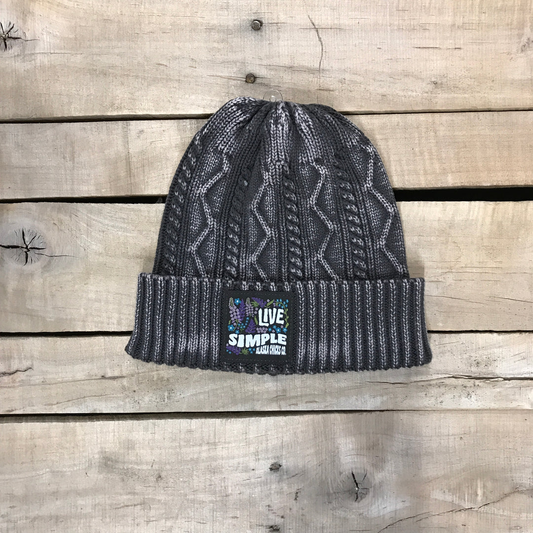 Distressed Cable Knit Wildflower Beanie