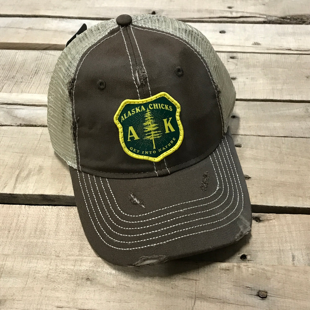 Distressed AK Patch Trucker Hat