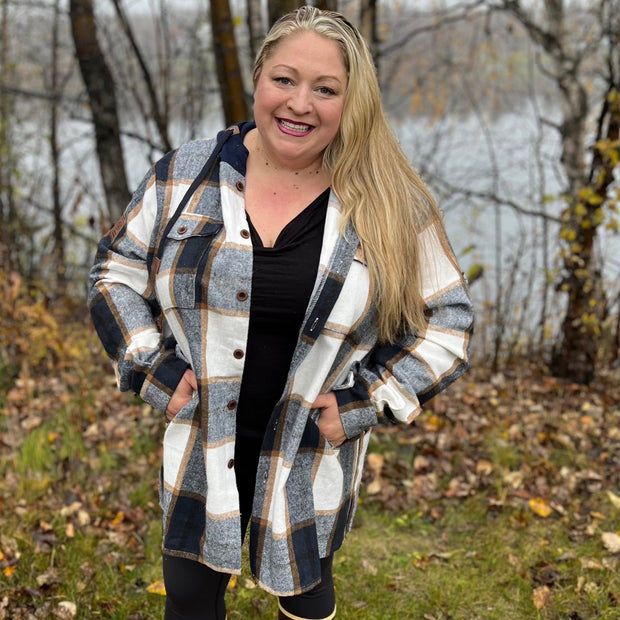 Plus size hooded sales flannel